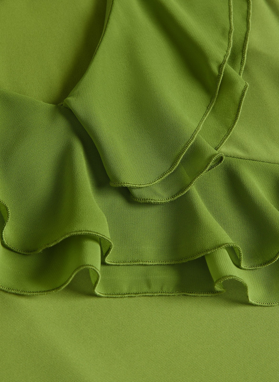 Women V-Neck Ruffle Detail Tank Top Avocado | Melanie Lyne