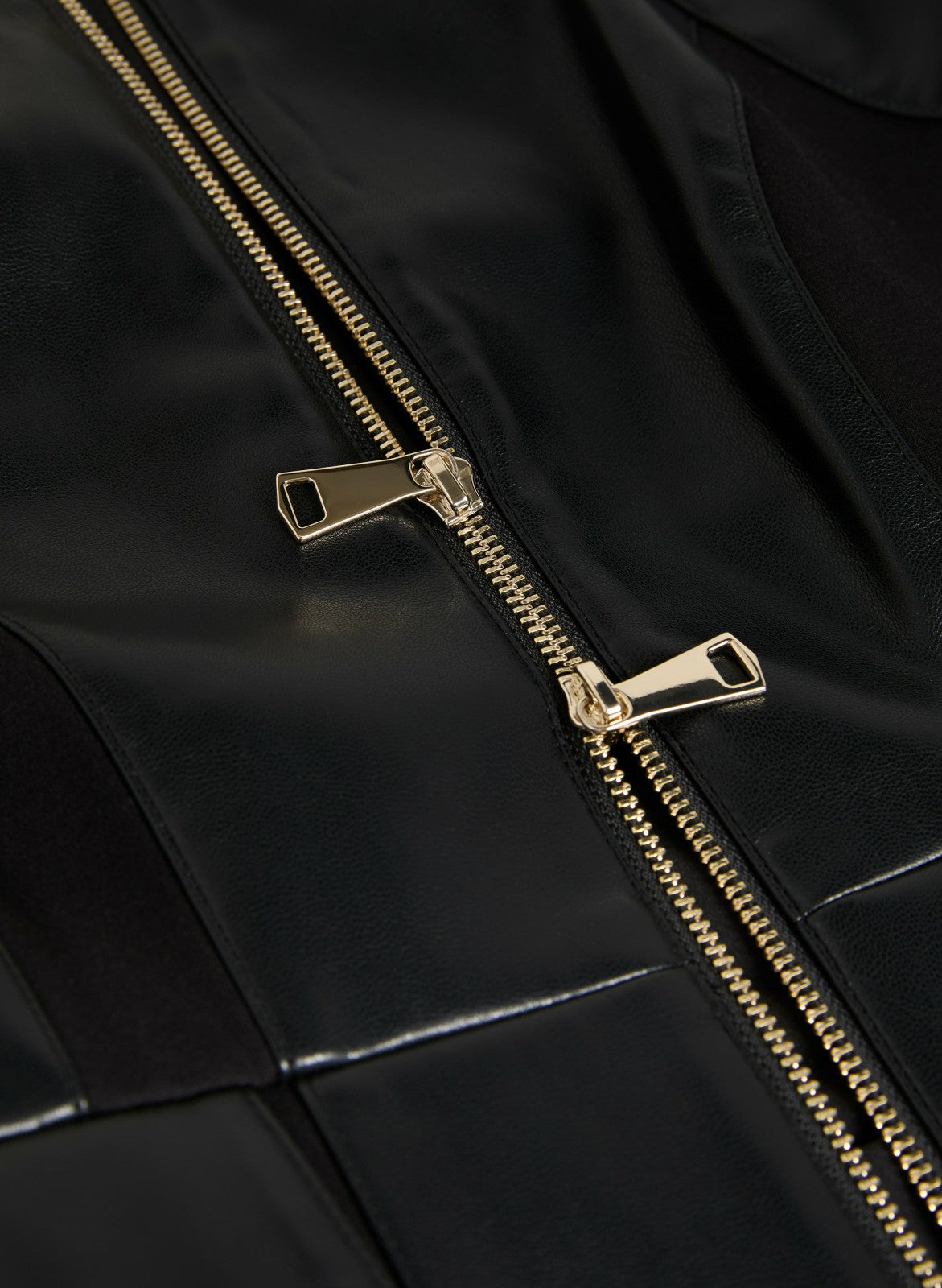 Women Zip-Front Vegan Leather Jacket Black | Melanie Lyne