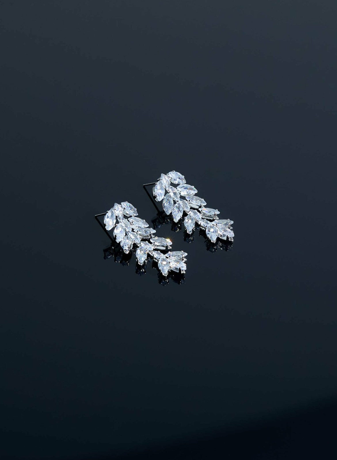Women Linear Zirconia Drop Earrings Silver | Melanie Lyne