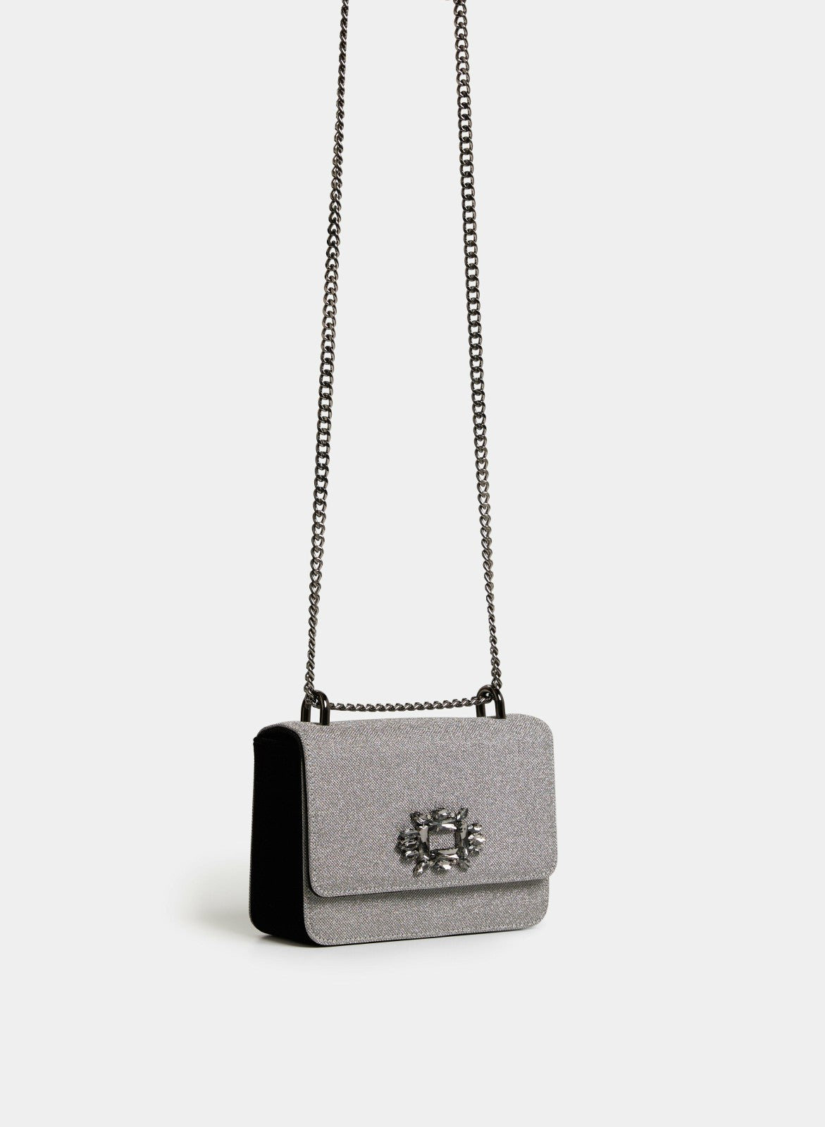 Women Rhinestone Detail Shimmering Clutch Charcoal | Melanie Lyne