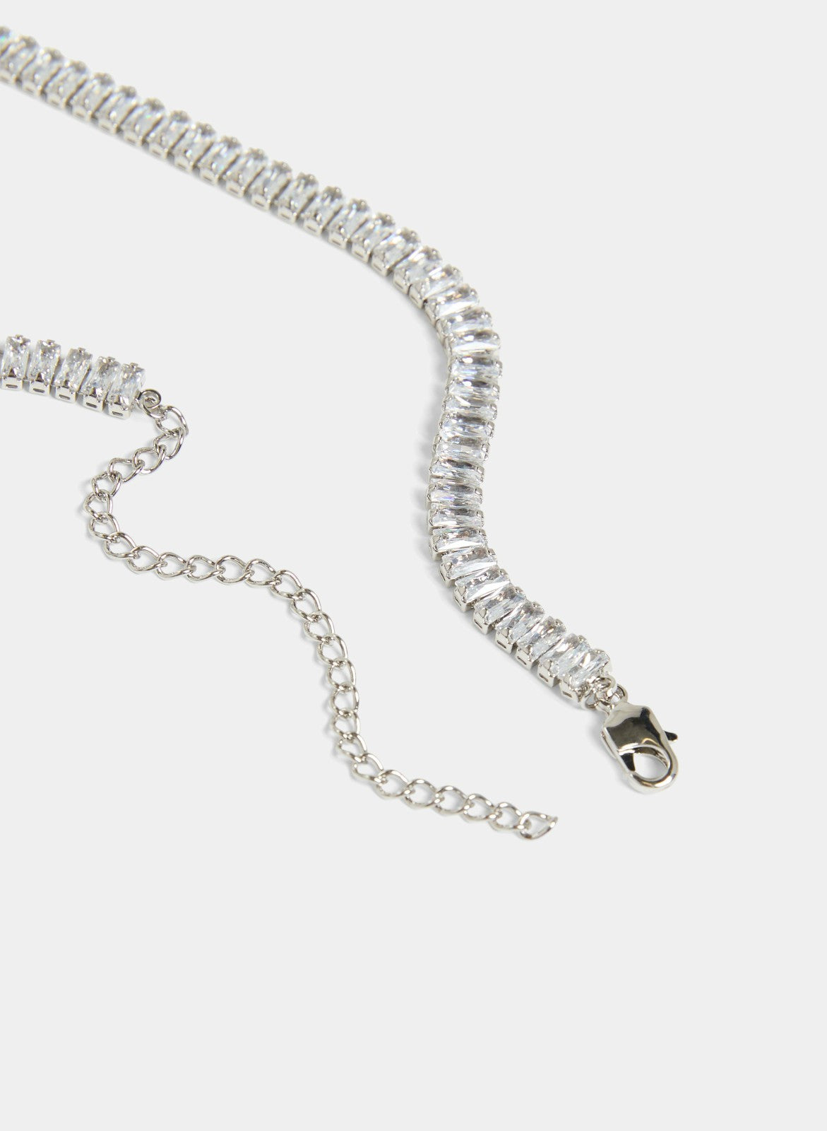 Women Baguette Stone Necklace Silver | Melanie Lyne