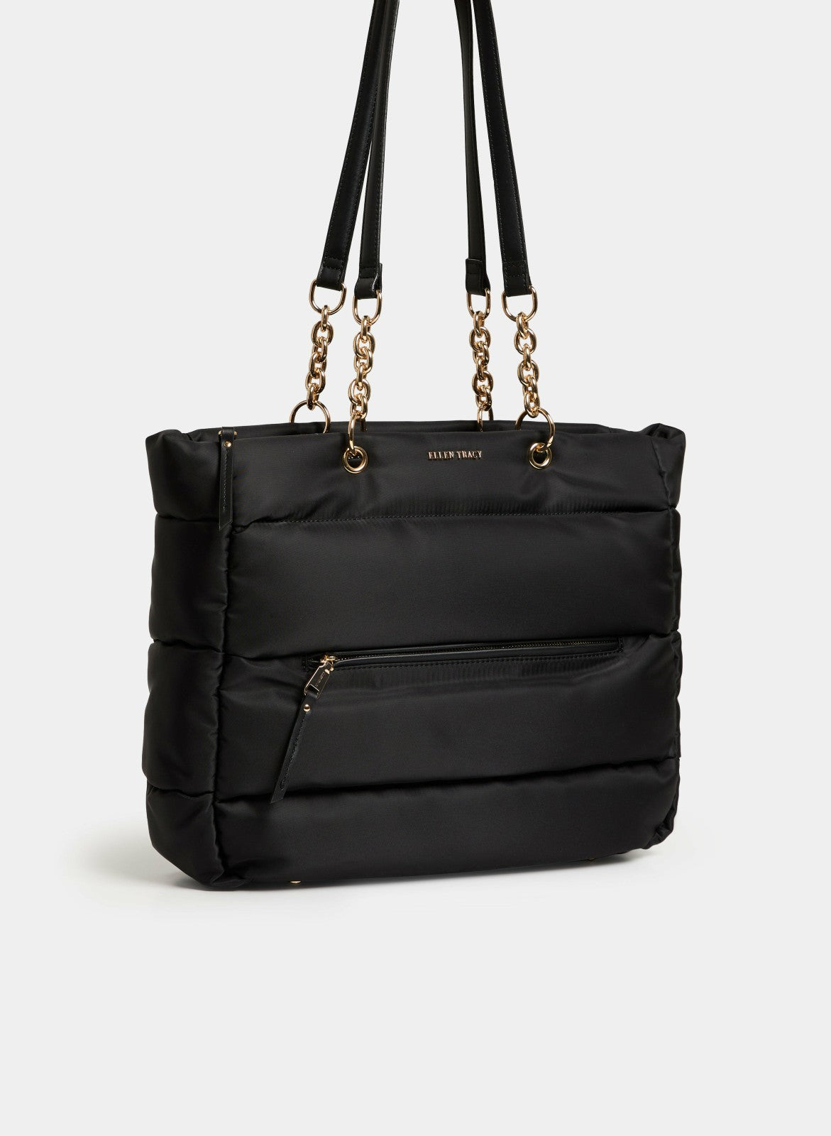 Women Quilted Nylon Tote Bag Black | Melanie Lyne