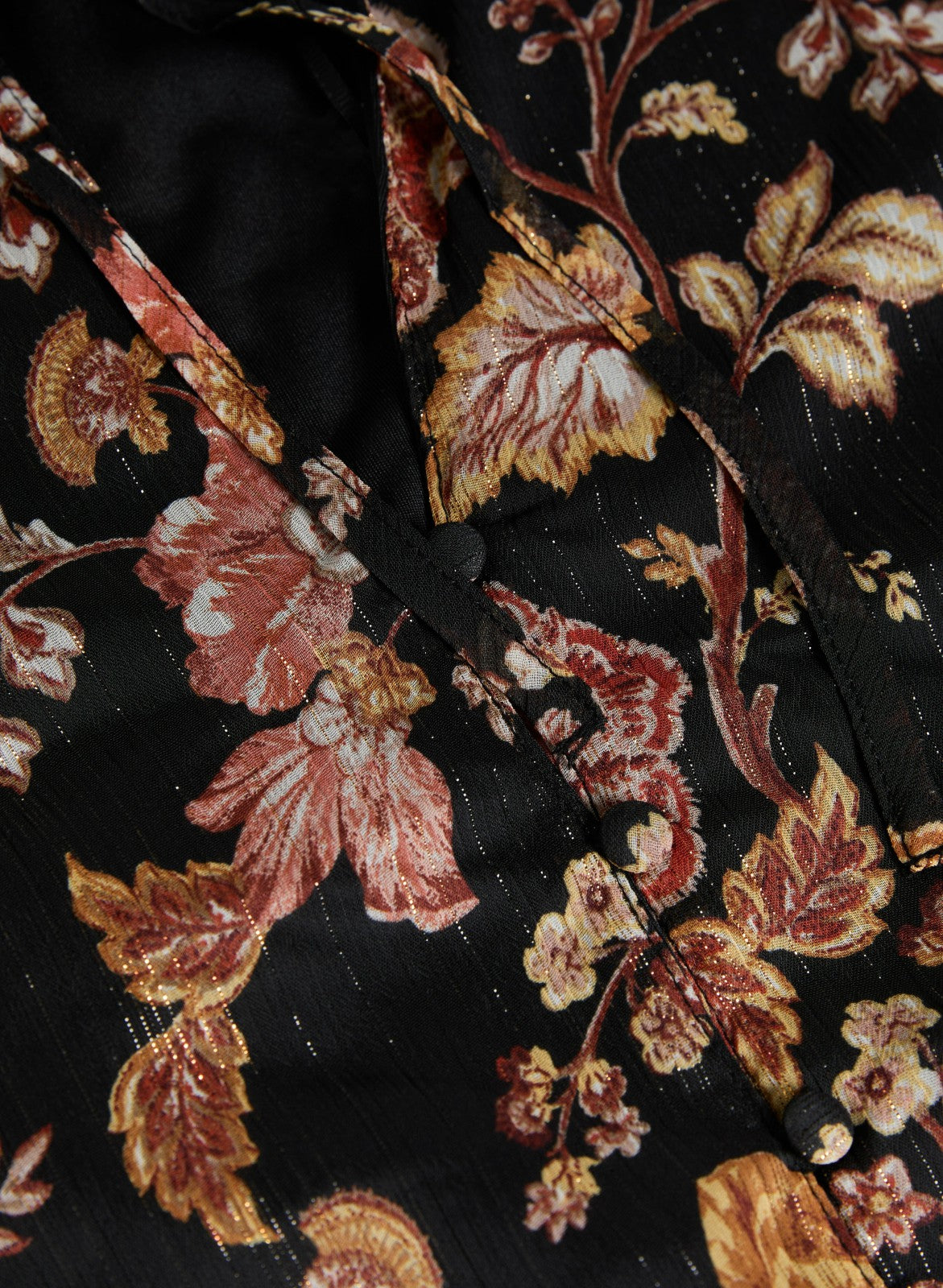 Women Floral Frilled Neck Blouse Black Pattern | Melanie Lyne
