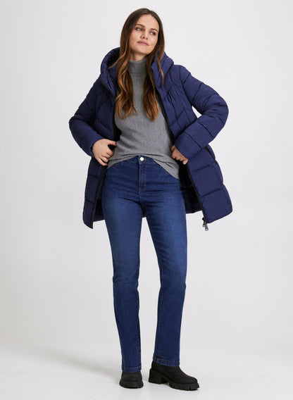 Women Recycled Material Puffer Coat Navy Blue | Melanie Lyne