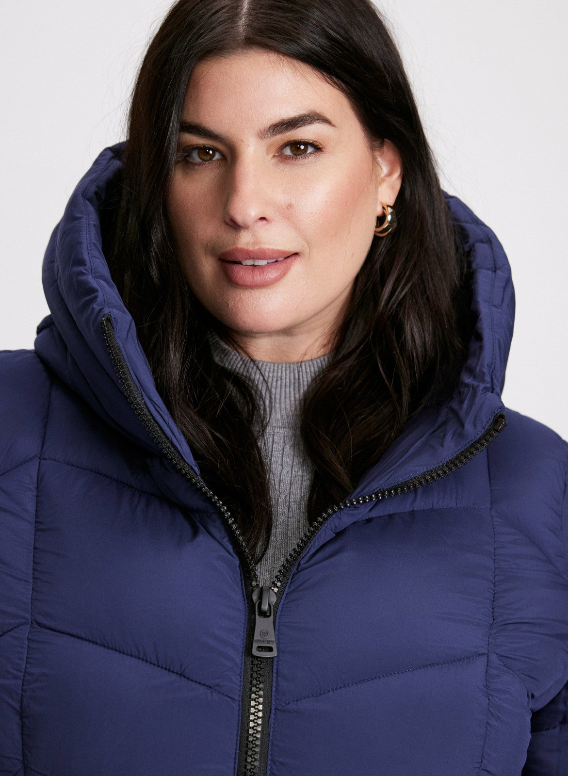 Women Recycled Material Puffer Coat Navy Blue | Melanie Lyne