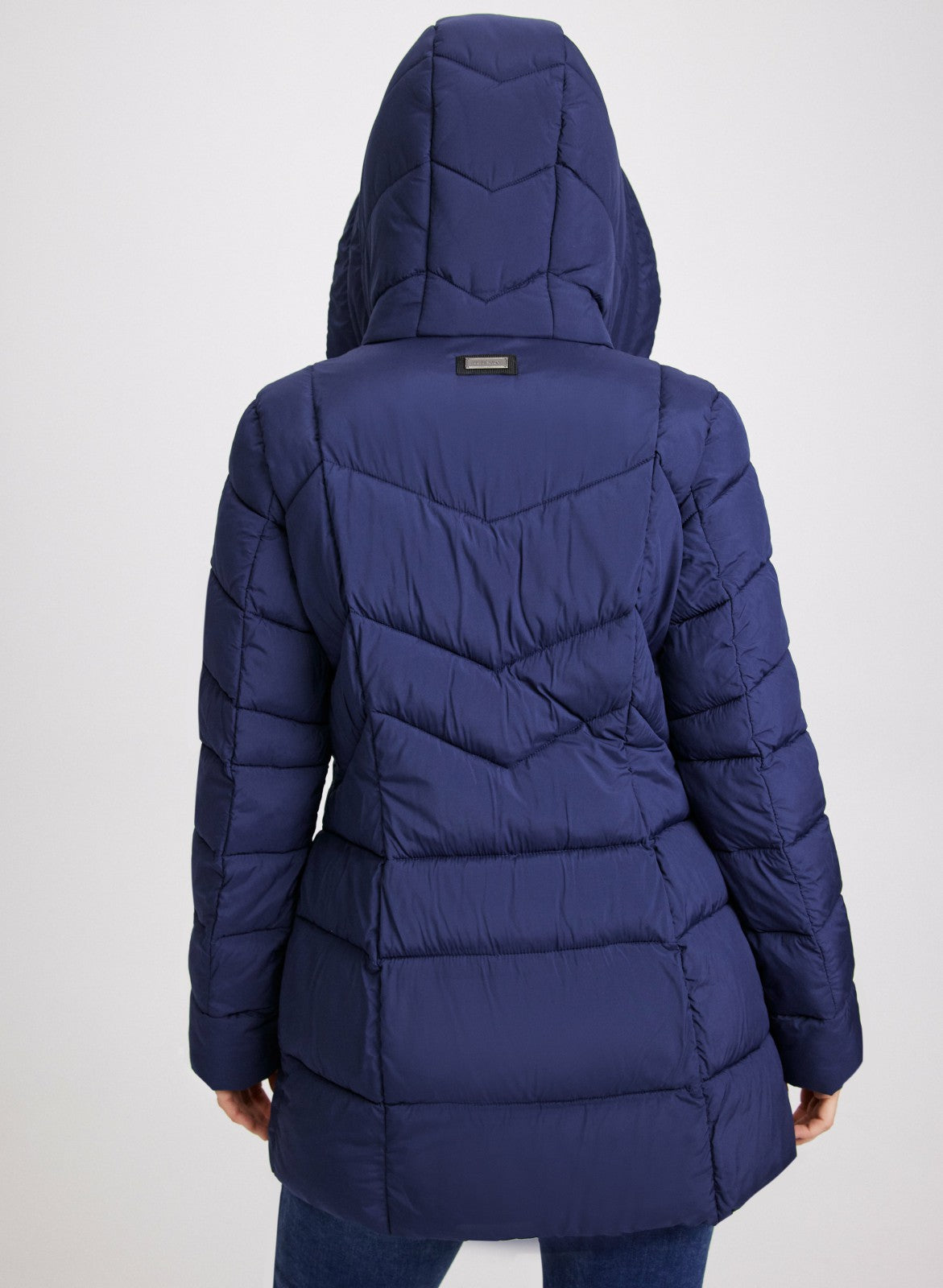 Women Recycled Material Puffer Coat Navy Blue | Melanie Lyne