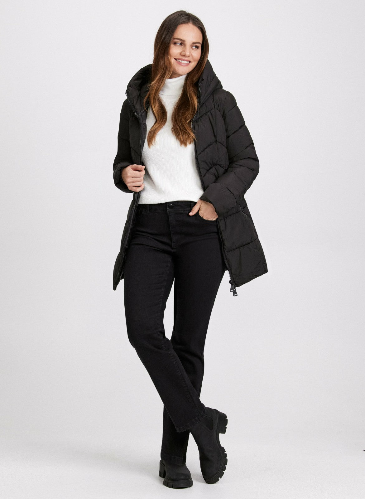 Women Recycled Material Puffer Coat Black | Melanie Lyne