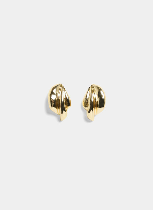 Women Curved Button Earrings Gold | Melanie Lyne