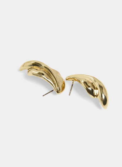 Women Curved Button Earrings Gold | Melanie Lyne