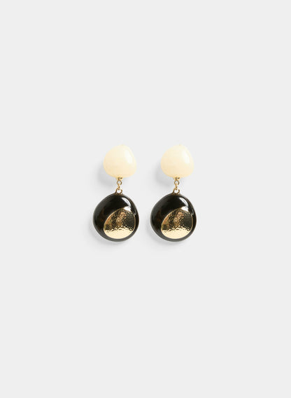 Women Pearl Base Drop Earrings Black | Melanie Lyne