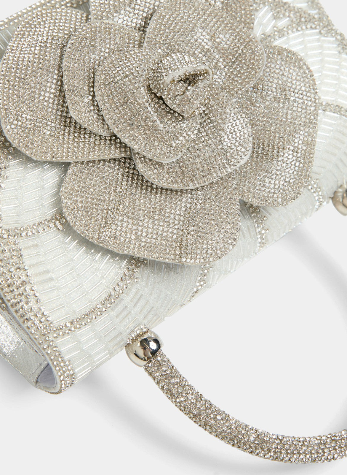 Women Crystal Rosette Clutch Silver | Melanie Lyne