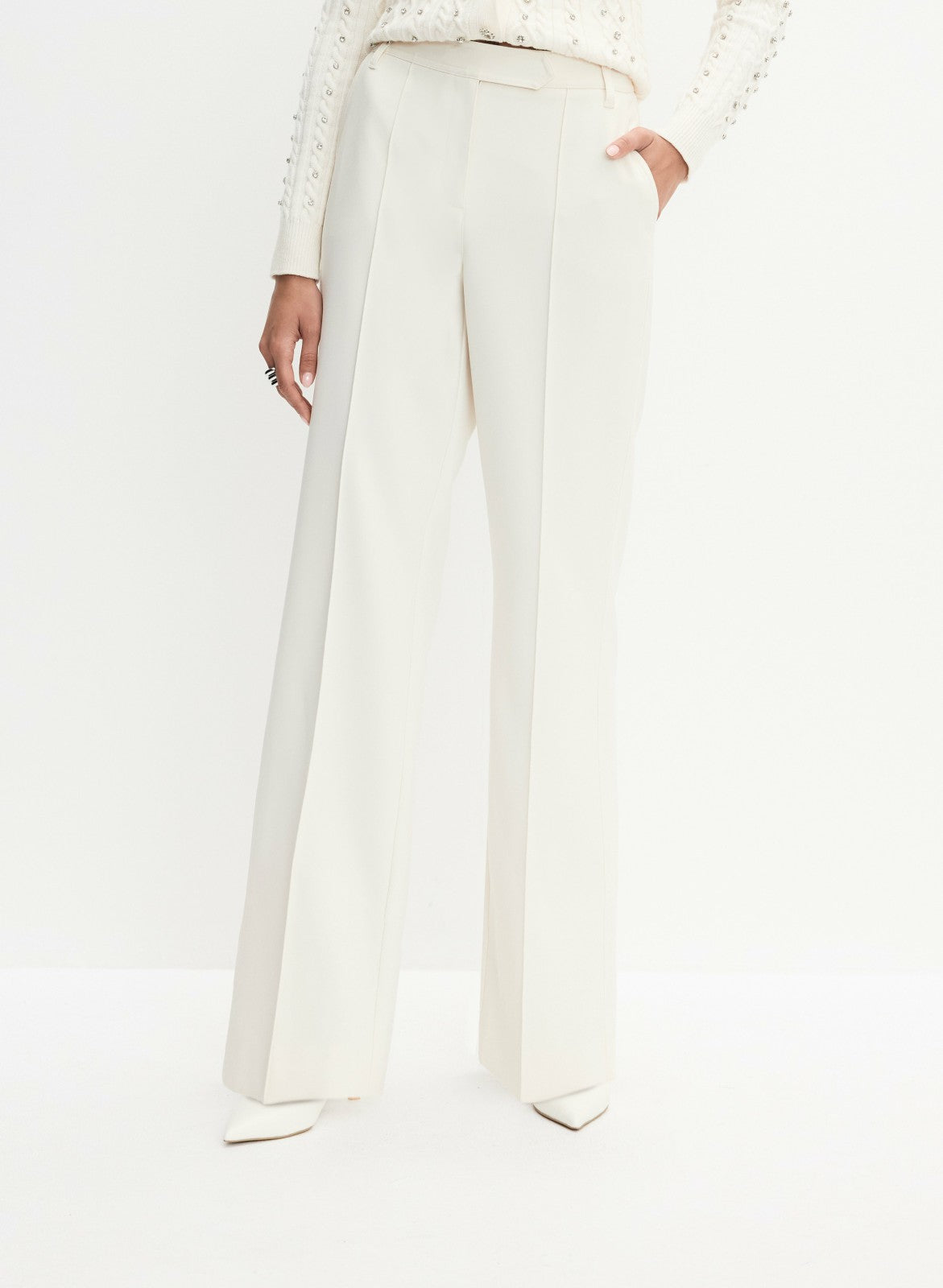 Women Wide-Leg Pintuck Pants Panna | Melanie Lyne