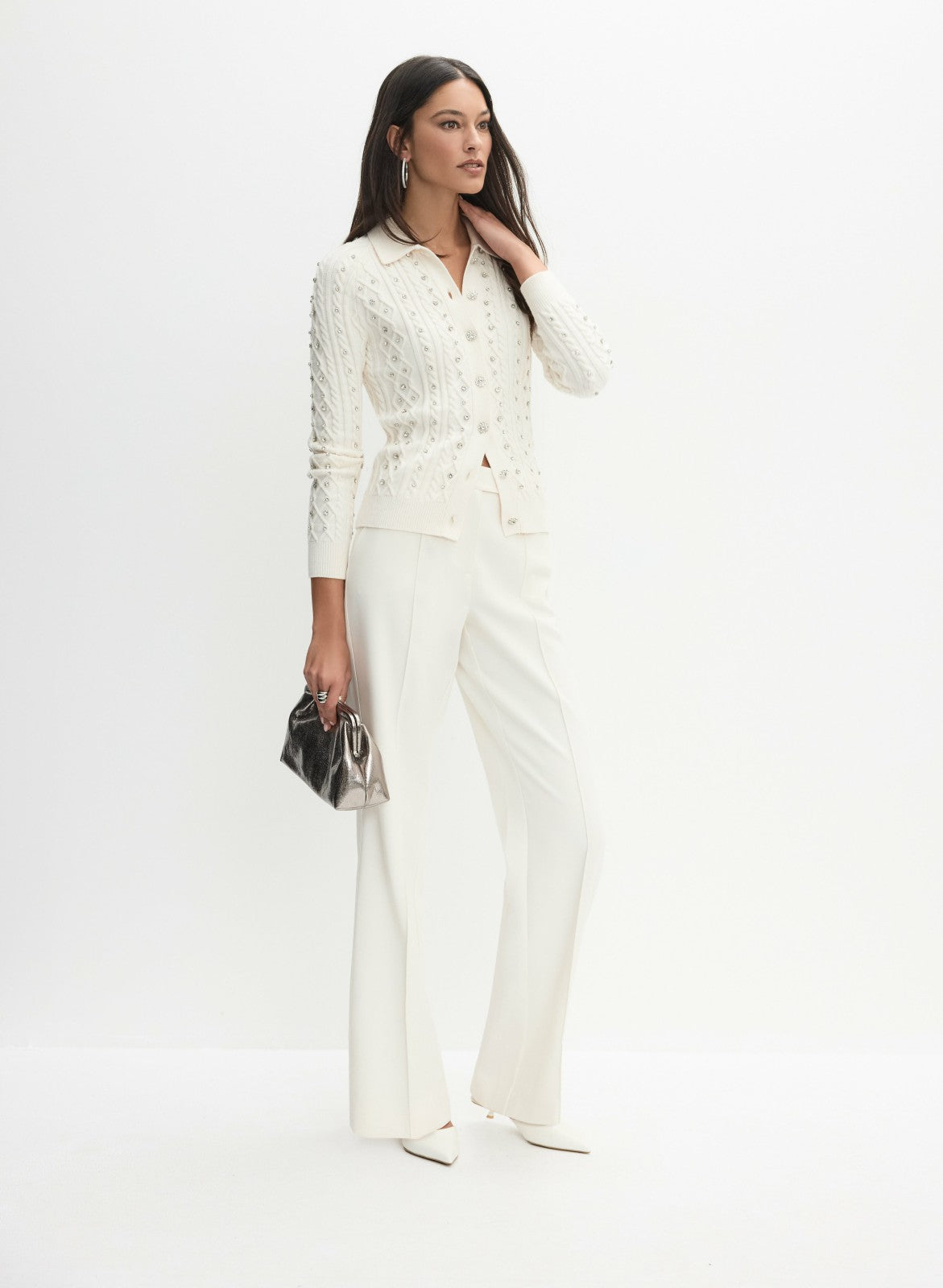 Women Wide-Leg Pintuck Pants Panna | Melanie Lyne