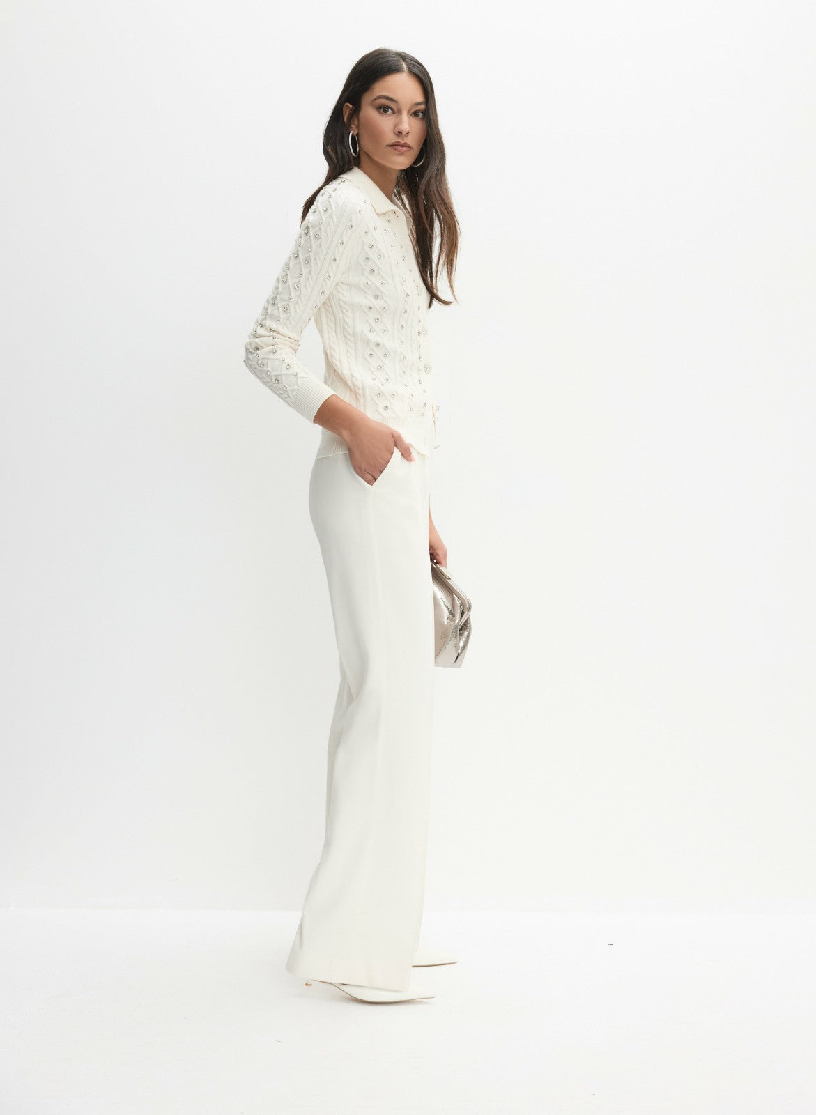 Women Wide-Leg Pintuck Pants Panna | Melanie Lyne