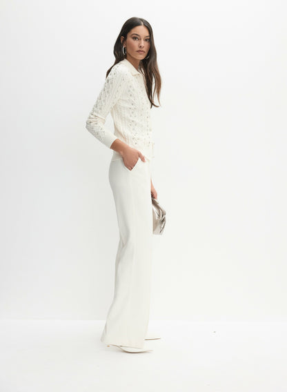 Women Wide-Leg Pintuck Pants Panna | Melanie Lyne