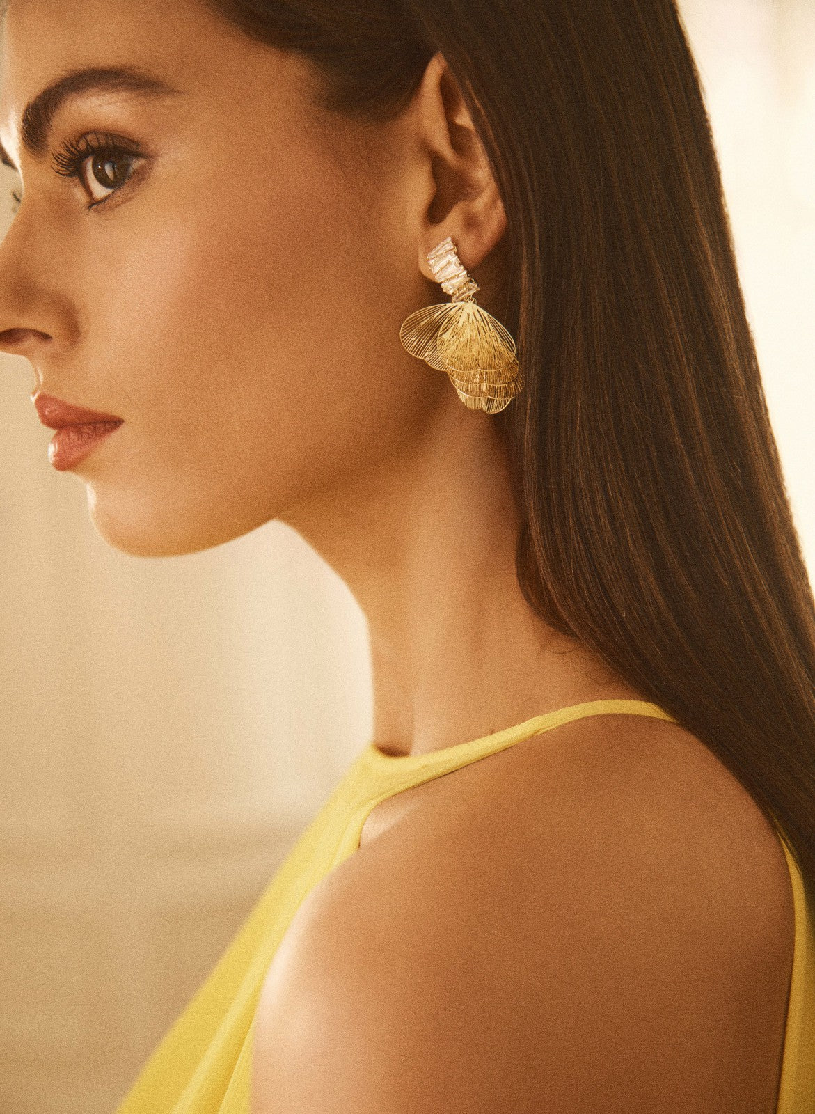 Women Petal Drop Earrings Gold | Melanie Lyne