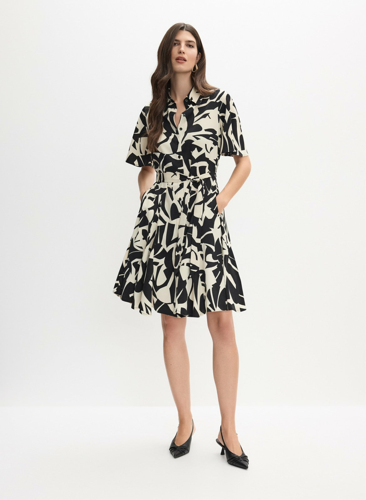Women Geometric Print Shirt-Dress Black & White | Melanie Lyne