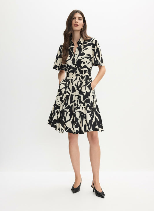 Women Geometric Print Shirt-Dress Black & White | Melanie Lyne