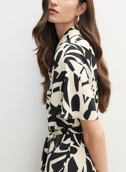 Women Geometric Print Shirt-Dress Black & White | Melanie Lyne