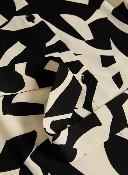 Women Geometric Print Shirt-Dress Black & White | Melanie Lyne