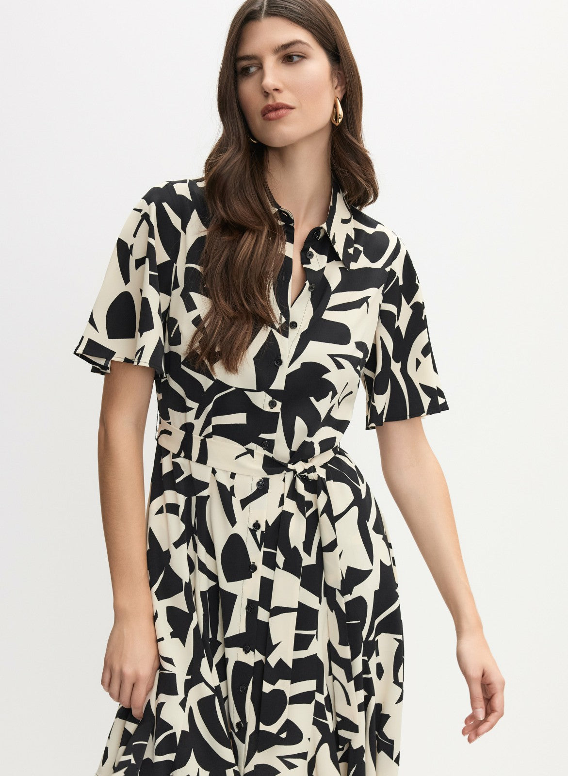 Women Geometric Print Shirt-Dress Black & White | Melanie Lyne
