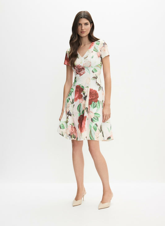 Women Short Sleeve Floral Dress White Pattern | Melanie Lyne