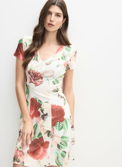 Women Short Sleeve Floral Dress White Pattern | Melanie Lyne