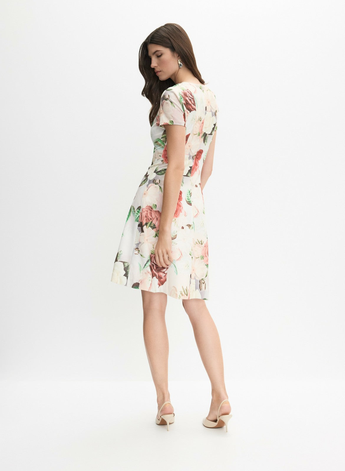 Women Short Sleeve Floral Dress White Pattern | Melanie Lyne
