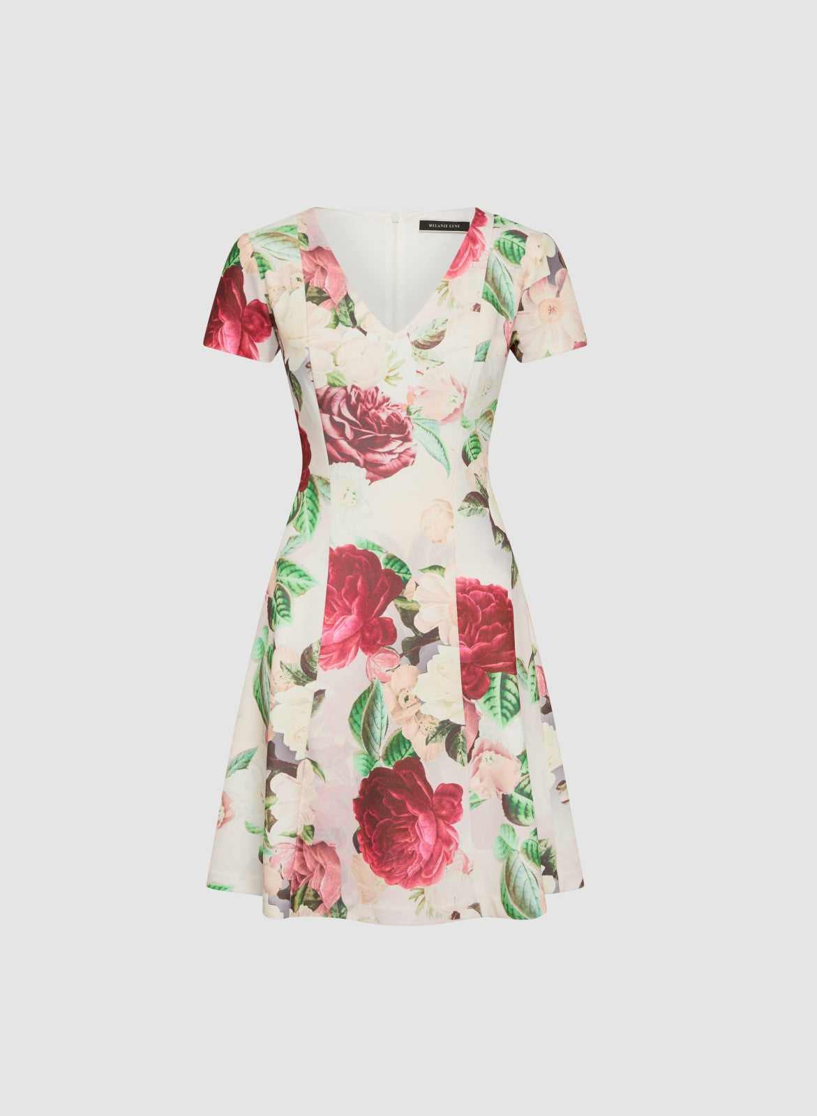 Women Short Sleeve Floral Dress White Pattern | Melanie Lyne