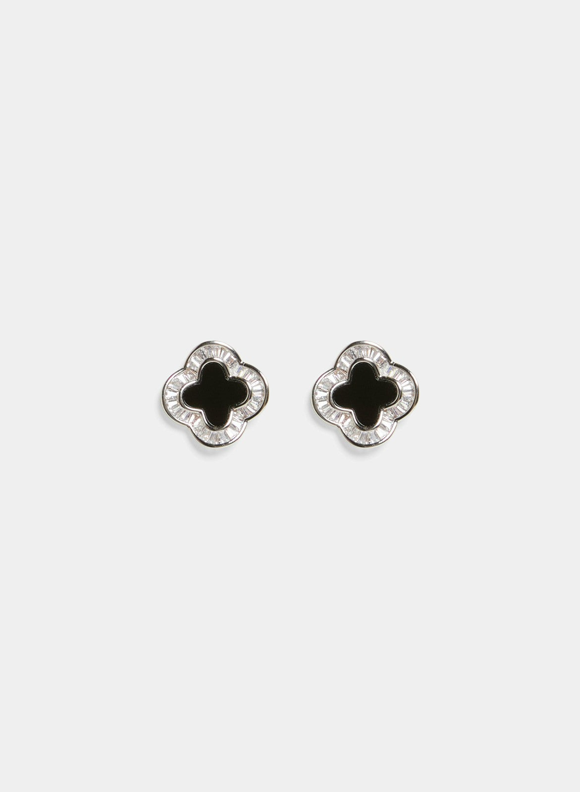 Women Clover Stud Earrings Black | Melanie Lyne