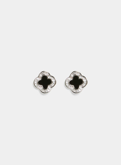 Women Clover Stud Earrings Black | Melanie Lyne