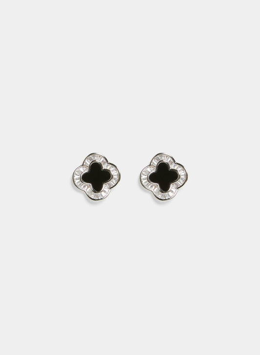 Women Clover Stud Earrings Black | Melanie Lyne