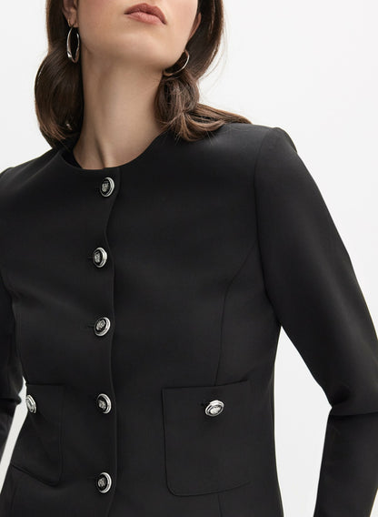 Women Short Collarless Jacket Black | Melanie Lyne