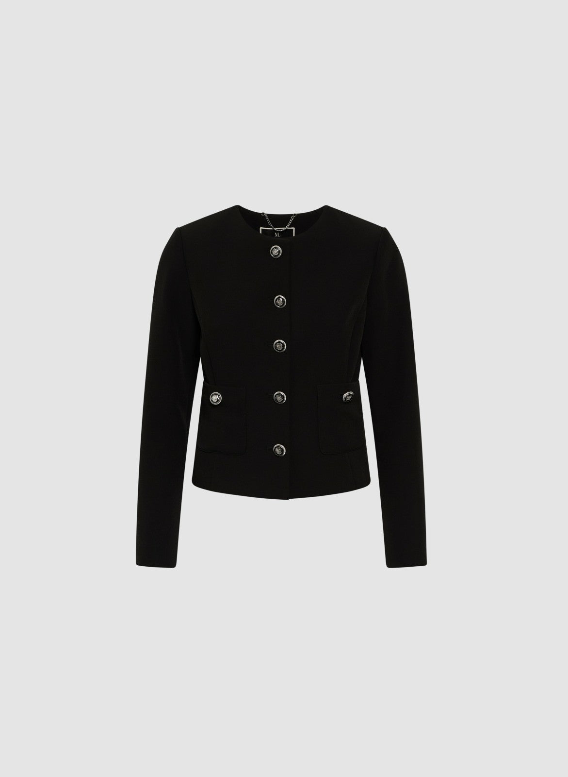 Women Short Collarless Jacket Black | Melanie Lyne