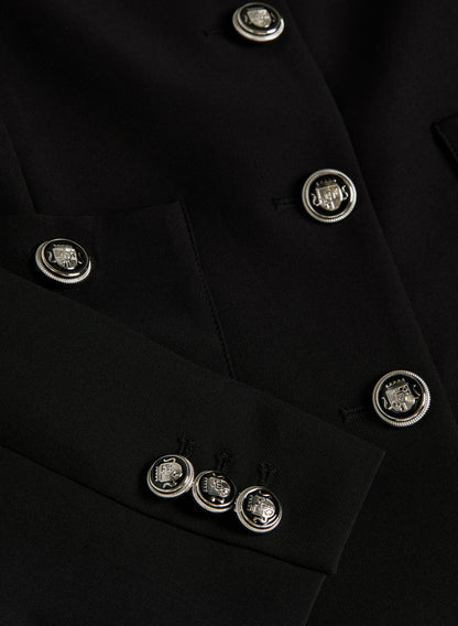 Women Short Collarless Jacket Black | Melanie Lyne