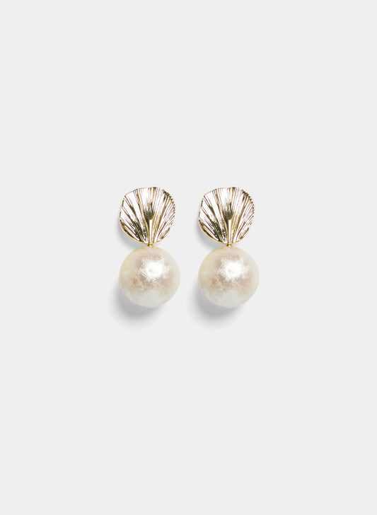 Women Shell & Pearl Drop Earrings Pearl | Melanie Lyne
