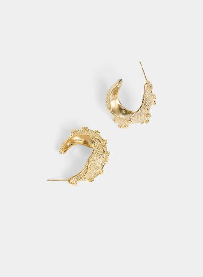 Women Textured Twisted Hoop Earrings Gold | Melanie Lyne