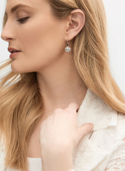 Women Crystal Dangle Earrings Silver | Melanie Lyne