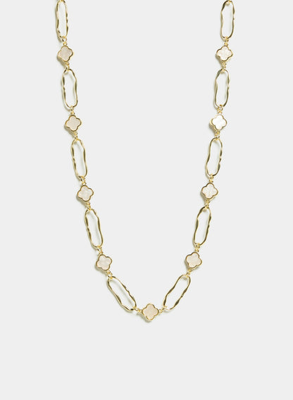 Women Wavy Oval & Clover Necklace White | Melanie Lyne