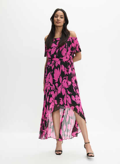 Women Joseph Ribkoff - Pleated Floral Dress Black Pattern | Melanie Lyne