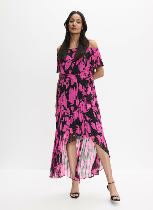 Women Joseph Ribkoff - Pleated Floral Dress Black Pattern | Melanie Lyne