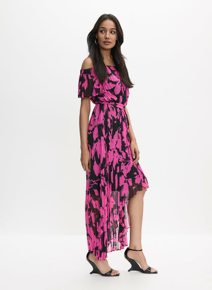 Women Joseph Ribkoff - Pleated Floral Dress Black Pattern | Melanie Lyne