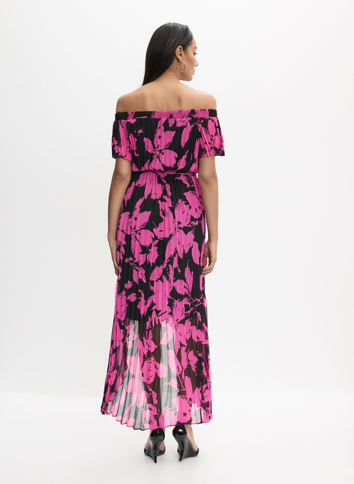 Women Joseph Ribkoff - Pleated Floral Dress Black Pattern | Melanie Lyne