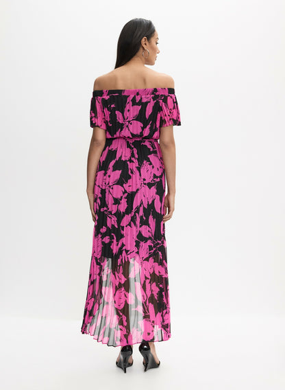Women Joseph Ribkoff - Pleated Floral Dress Black Pattern | Melanie Lyne