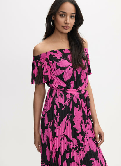 Women Joseph Ribkoff - Pleated Floral Dress Black Pattern | Melanie Lyne
