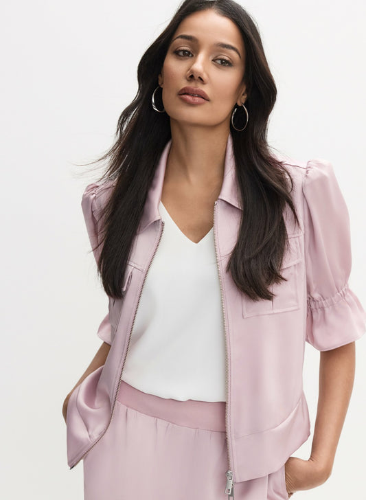Women Ruffle Short Sleeve Jacket French Rose | Melanie Lyne