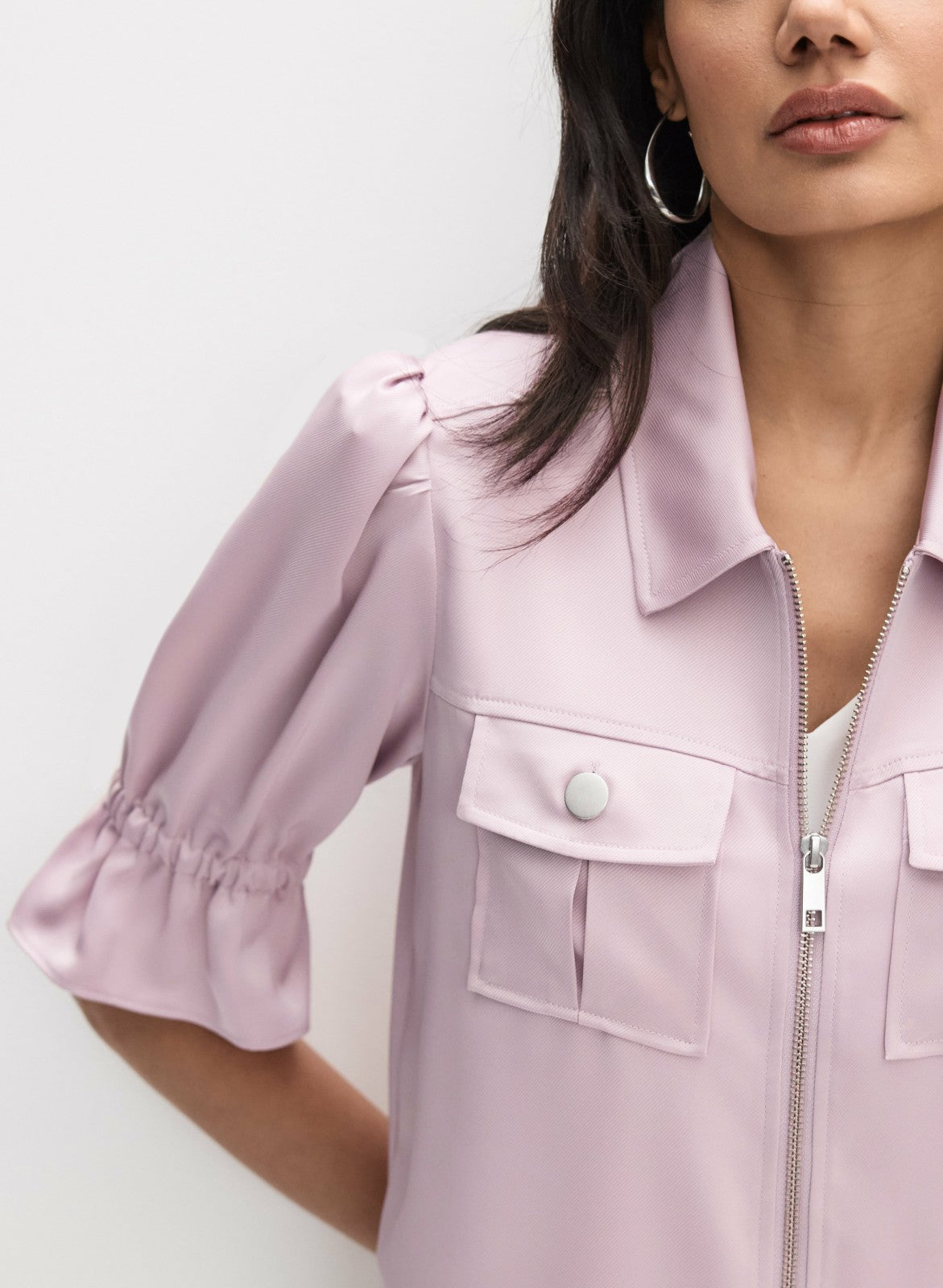 Women Ruffle Short Sleeve Jacket French Rose | Melanie Lyne