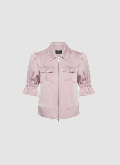 Women Ruffle Short Sleeve Jacket French Rose | Melanie Lyne