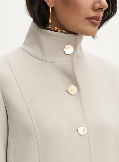 Women Button Tricotine Coat Natural Beige | Melanie Lyne