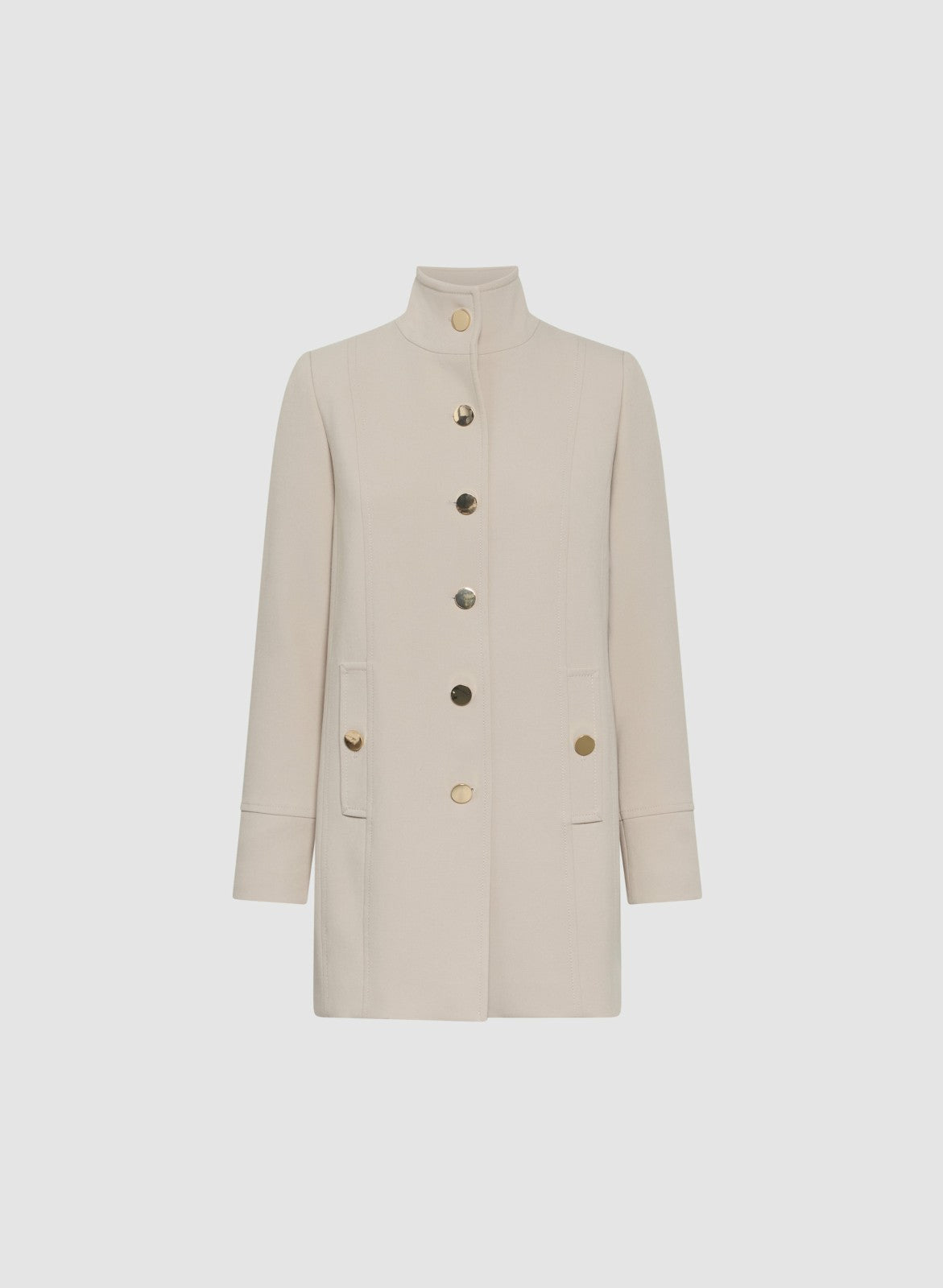 Women Button Tricotine Coat Natural Beige | Melanie Lyne